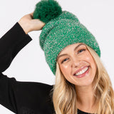Lurex Mixed Pom Pom Beanie Hat