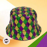 Women's Mardi Gras Sequin Reversible Bucket Hat