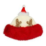 Fuzzy Fur Antlers Accent Christmas Knit Beanie Hat
