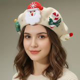 Christmas Decoration Fuzzy Beret Hat