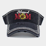 Blessed Mom Sunflower Vintage Visor Hat