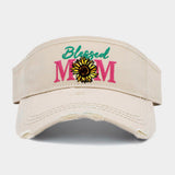 Blessed Mom Sunflower Vintage Visor Hat