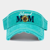Blessed Mom Sunflower Vintage Visor Hat