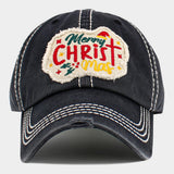 Merry CHRISTMas Message Accented Vintage Baseball Cap