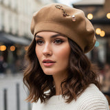 Decorative Sequin Rhinestone Embellished Winter Beret Hat