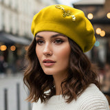 Decorative Sequin Rhinestone Embellished Winter Beret Hat