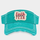 Faith Fear Vintage Visor Hat