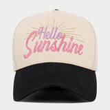 HELLO SUNSHINE Message Embroidered Corduroy Baseball Cap