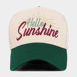 HELLO SUNSHINE Message Embroidered Corduroy Baseball Cap