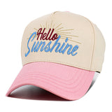 HELLO SUNSHINE Message Embroidered Corduroy Baseball Cap