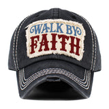 WALK BY FAITH Message Patch Vintage Baseball Cap
