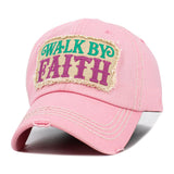 WALK BY FAITH Message Patch Vintage Baseball Cap