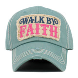 WALK BY FAITH Message Patch Vintage Baseball Cap
