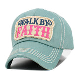 WALK BY FAITH Message Patch Vintage Baseball Cap