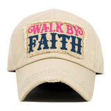 WALK BY FAITH Message Patch Vintage Baseball Cap