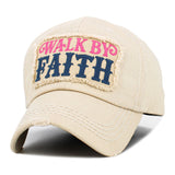 WALK BY FAITH Message Patch Vintage Baseball Cap