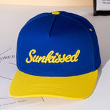 SUNKISSED Message Embroidered Five Panel Canvas Snapback Baseball Cap