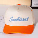 SUNKISSED Message Embroidered Five Panel Canvas Snapback Baseball Cap