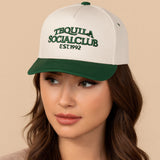 TEQUILA SOCIAL CLUB Message Embroidered Five Panel Canvas Snapback Baseball Cap