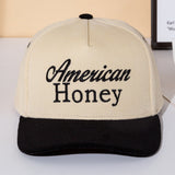 AMERICAB HONEY Message Embroidered Five Panel Canvas Snapback Baseball Cap
