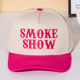 SMOKE SHOW Message Embroidered Five Panel Canvas Snapback Baseball Cap