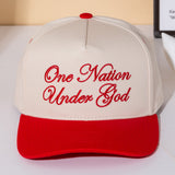 ONE NATION UNDER GOD Message Embroidered Five Panel Canvas Snapback Baseball Cap