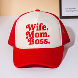 WIFE MOM BOSS Message Embroidered Trucker Hat