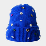 Women's Pearl Jewel Embellished Fleece Lining Knit Beanie Hat