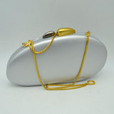 Oval Hardcase Clutch Bag with Two-Tone Metal Clasp