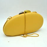 Oval Hardcase Clutch Bag with Two-Tone Metal Clasp