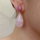 Rose Quartz Teardrop Earrings