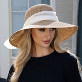 Oversized Bow Band Wide Brim Straw Sun Hat