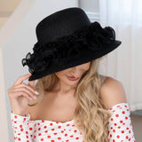Women's Floral Trim Straw Sun Hat