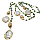 Green Coin Pearl Necklace