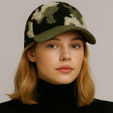 Corduroy Brim Camouflage Print Teddy Bear Baseball Cap