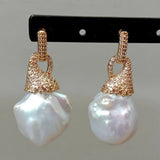 Baroque Gold Pearl Iced Earrings - AfterAmour