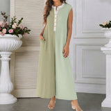 Summer Casual Color-Block Wide-Leg Jumpsuit