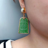 Carved Jade Pearl Earrings - AfterAmour