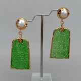 Carved Jade Pearl Earrings - AfterAmour