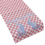 HAPPY EASTER Message Bunny Checkered Table Runner