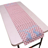 HAPPY EASTER Message Bunny Checkered Table Runner