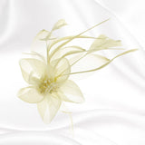 Feather Mesh Flower Hair Pinch Clip Brooch