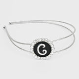 -D- Crystal Accented Initial Monogram Headband