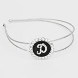 -D- Crystal Accented Initial Monogram Headband