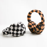 Faux Fur Plush Checkered Earmuffs