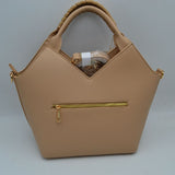 3D Flower Accent Winged Top-Handle Satchel Bag with Detachable Crossbody Strap