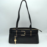Belted Shoulder Bag with Key Charm Accent