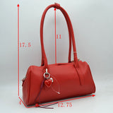 Classic Structured Shoulder Bag with Heart Charm Accent
