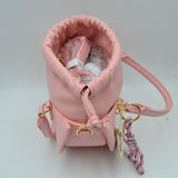 Curved Top Handle Handbag with Drawstring Inner Pouch