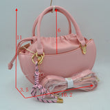 Curved Top Handle Handbag with Drawstring Inner Pouch